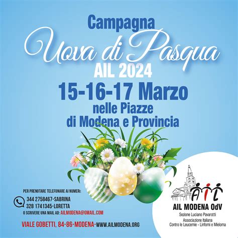 Elenco Piazze Di Modena E Provincia Campagna Uova Di Pasqua AIL 2024