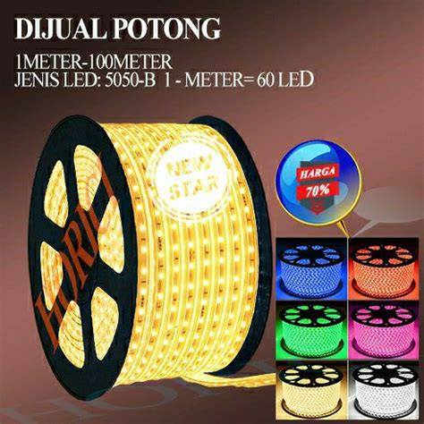 Jual LED STRIP SELANG 220V 8 WATT METER SUPER TERANG SMD 5050 LED