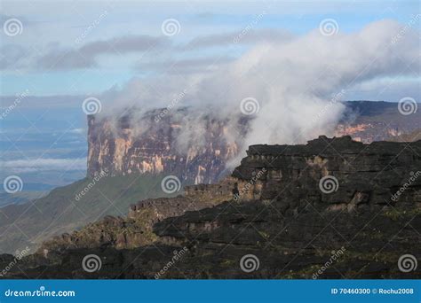 View From The Roraima Tepui On Kukenan Tepui At The Mist Venezuela