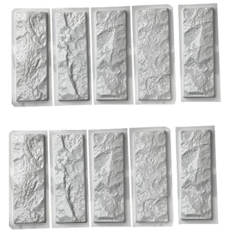 10 Forma 3d Tijolo Rockface Traverte 30x10cm ABS 2mm Molde 3d Para