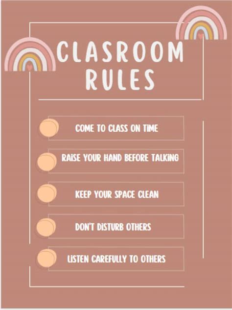 Boho Themed Classroom Rules Poster Etsy