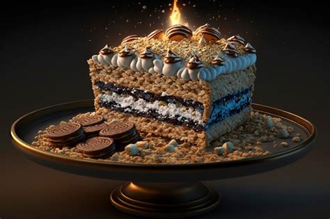 Premium AI Image | A cake with chocolate and oreo filling