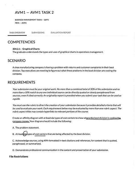 Business Management Qht Task Assessment Requirements Qht Wgu