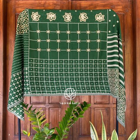 Jual Kain Batik Katun Handprint Motif Abstrak Warna Green Shopee