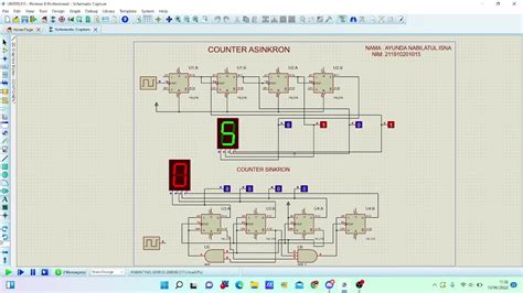 Rangkaian Counter Sinkron Dan Counter Asinkron Pada Proteus Youtube