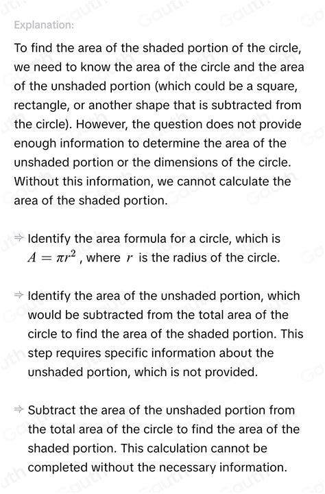 Solved What Is The Area Of The Shaded Portion Of The Circle 64π 32 In 2 16π 32 In 2 16π