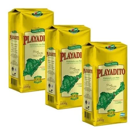 Yerba Mate Playadito 1000grs Suave Sin Tacc X 3 Unidades