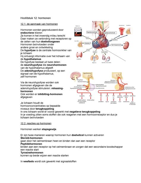 Biologie Samenvatting H12 H13 H14 Hoofdstuk 12 Hormonen 12 De