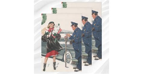 Vintage Christmas Shopping Presents Policeman Wrapping Paper Sheet