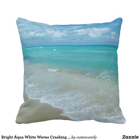 Bright Aqua White Waves Crashing On Beach Shore Throw Pillow Zazzle