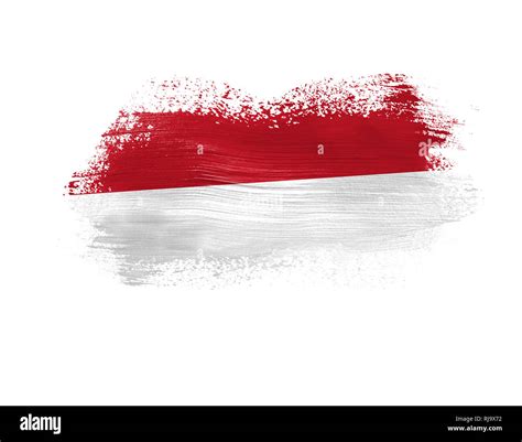 Brush Painted Flag Of Indonesia Isolated On White Background Stock