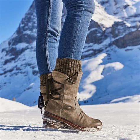 2021 Women Winter Mid-Calf Boot, Flock Winter Shoes, Ladies Fashion Snow Boots ,Shoes Thigh #NP ...