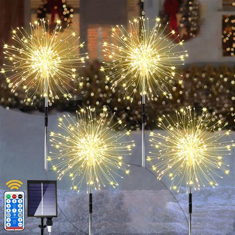 Yowin Lampe Solaire Exterieur Jardin X Led Feu D Artifice Solaire