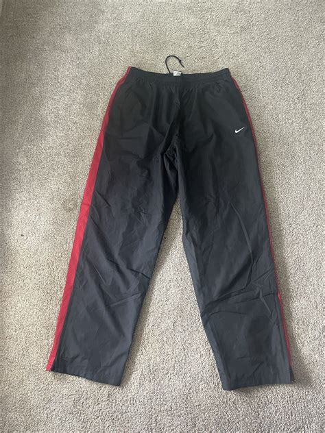 Red And Black Vintage Y2k Baggy Nike Track Pants Gem