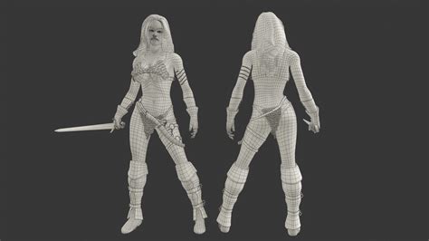 3d Model Female Warrior Vr Ar Low Poly Rigged Cgtrader