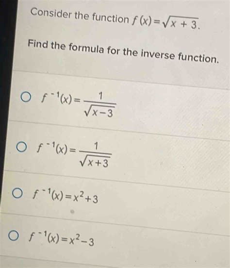 Solved Consider The Function F X Sqrt X 3 Find The Formula For The