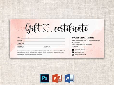 T Certificate Template T Voucher Template T Etsy