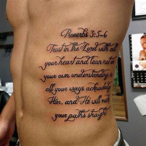 Mens Bible Verse Tattoos On Ribs Proverbs 3 5 6 Trust In The Lord With