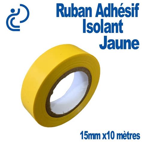 Ruban Adhésif Isolant PVC Jaune 15mm en rouleau de 10 mètres