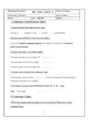 Mid Term Test N Esl Worksheet By Dorralinda