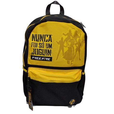 Mochila De Costas Clio Free Fire Amarela Escola Escolar Colegio Volta