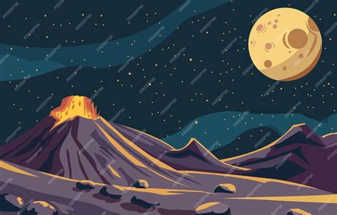 Premium Vector Flat Design Of Beautiful Landscape In Outer Space With