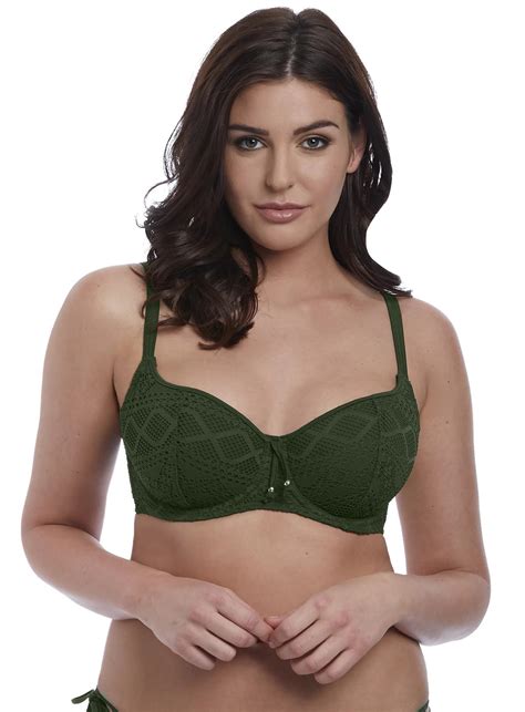 Freya Womens Sundance Underwire Sweetheart Padded Bikini Top E Fern