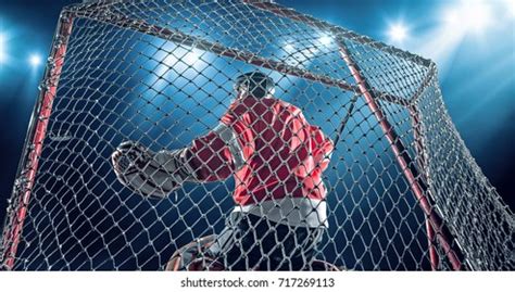 Ice Hockey Goalie Saves Goal On Stock Photo (Edit Now) 717269086