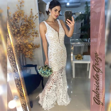 Vestido Longo Sereia Em Guipir Forro Nude Indicado Para Casamento