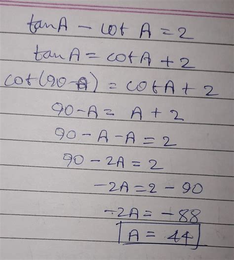 If Theta Is An Acute Angle And Tan Theta Cot Theta 2 Then Find The