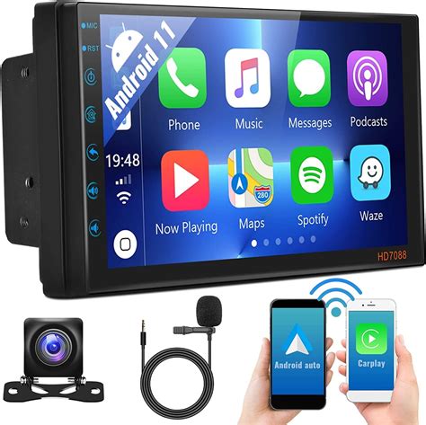 CAMECHO Android 11 Wireless Carplay Android Auto Mirror Link Double DIN