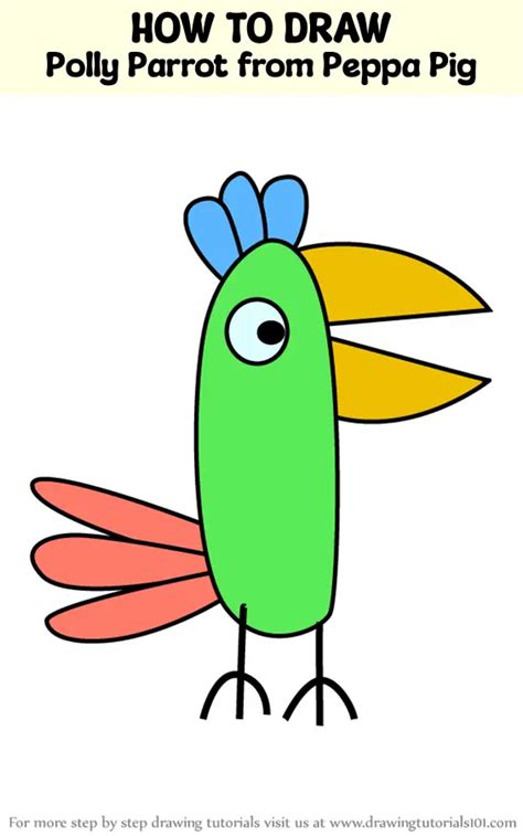 How To Draw Polly Parrot From Peppa Pig Peppa Pig Step By Step