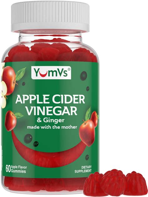 Apple Cider Vinegar Gummies With The Mother Ginger By Yumvs Non Gmo Vegetarian