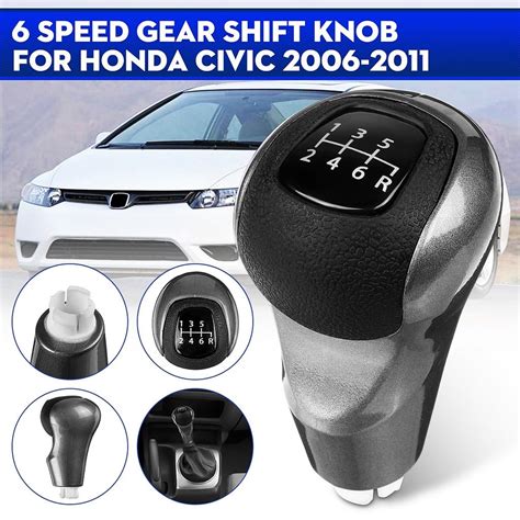 Buy 6 Speed Manual Gear Shift Knob Stick Lever Rubber For Honda Civic Manual 2006 2011 Dx Ex