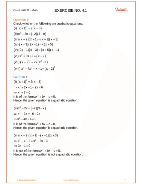 Ncert Solutions For Class 10 Maths Chapter 4 Quadratic Equations Ex 4