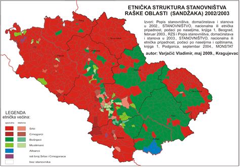 Ethnic map of Sandžak excluding Plav and Andrijevica according to the