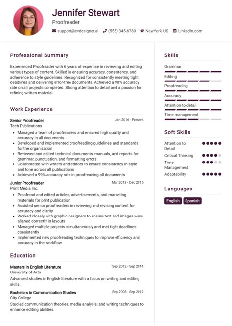 Proofreader Resume Example For 2024 Best Formatting Tips CVDesigner Ai