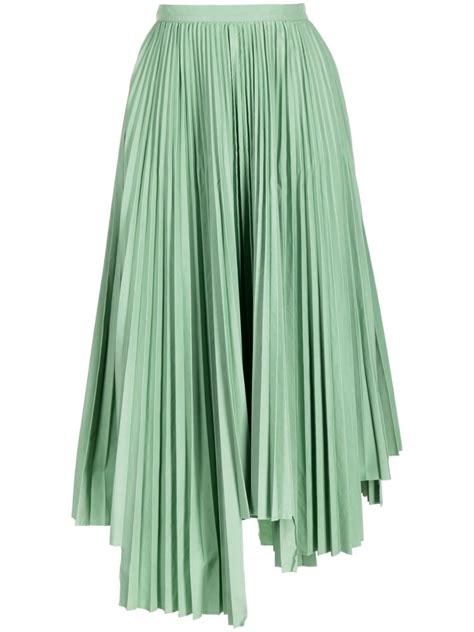 Plan C Asymmetric Pleated Skirt Green Farfetch