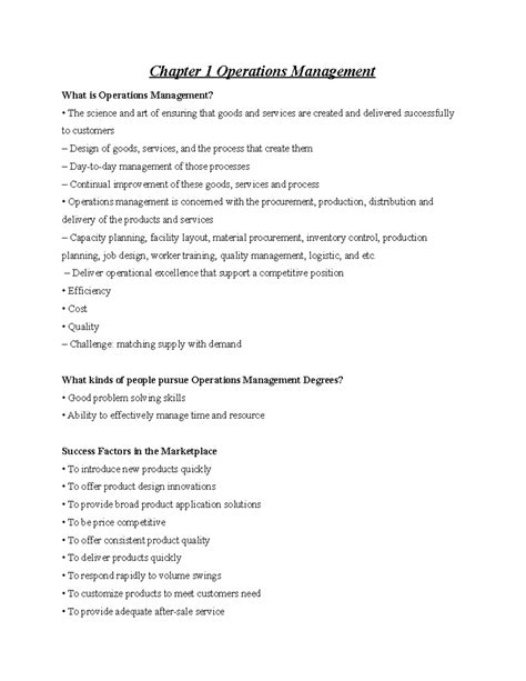 Chapter 1 Operations Management Chapter 1 Operations Management What