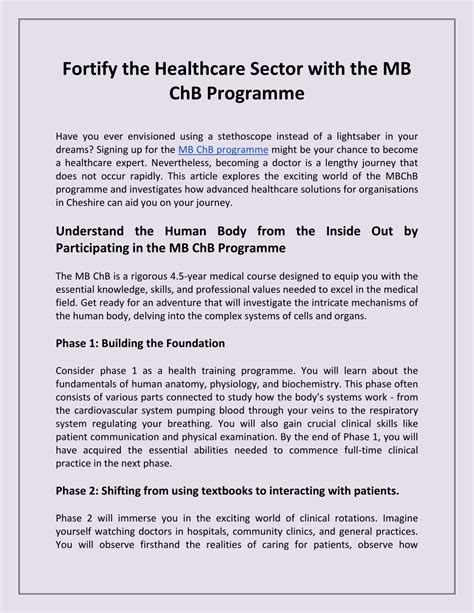 Ppt Fortify The Healthcare Sector With The Mb Chb Programme