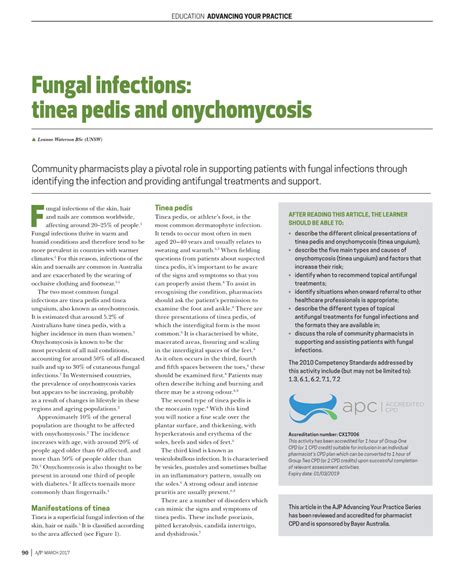 Fungal Infections Tinea Pedis And Onychomycosis Docslib