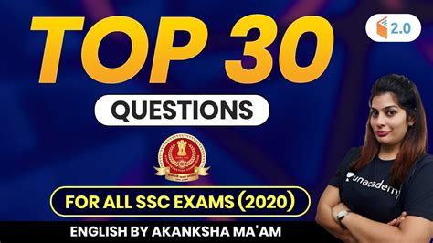 All SSC Exams 2020 English By Akanksha Ma Am Top 30 Most Expected