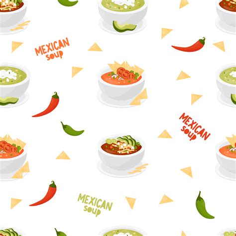 Mexican soups. Seamless pattern with traditional food 15116036 PNG
