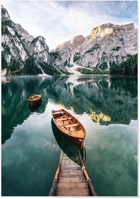 Panorama Poster Stampe Da Parete Lago Di Braies Italia 70 X 100 Cm