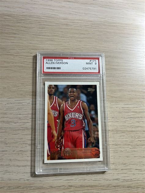 Topps Allen Iverson Rookie Rc Psa Graded Mint Ebay