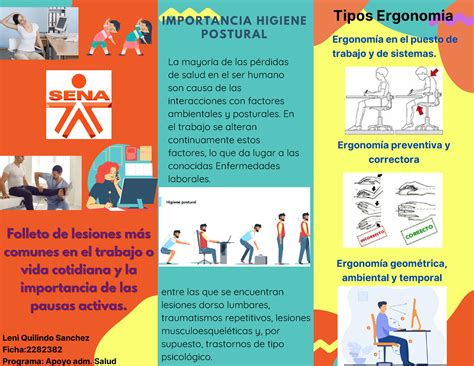 Folleto de lesiones más comunes en el trabajo o vida cotidiana y la