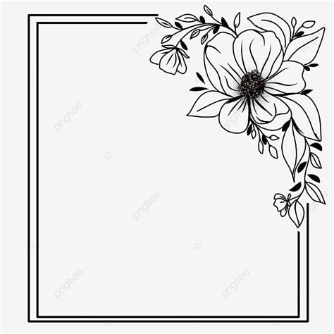 Simple Frame With Beautiful Flower Sketches Art, Frame Drawing, Flower ...