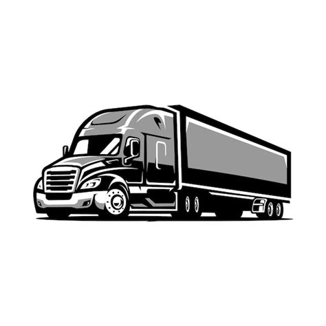 Premium Vector Semi Truck 18 Wheeler Silhouette Side View Vector Isolated