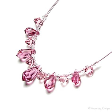 Princess Pink Swarovski Crystal Teardrop Choker 14k Gold