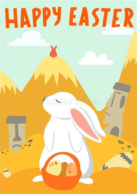 Conejo De Pascua Feliz Y Agradable Fondo Ilustración del Vector